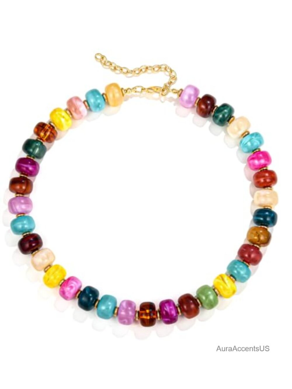 Chunky Beaded Necklace Women Boho Statement Collar 15mm